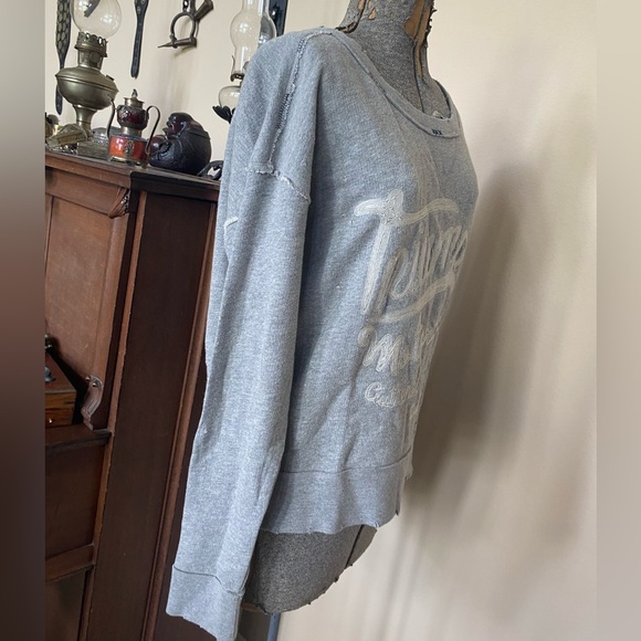 New Lucky Brand "TRUIMPH" Motorcycle Distressed Embroidered Sweatshirt NWT - Picture 2 of 10